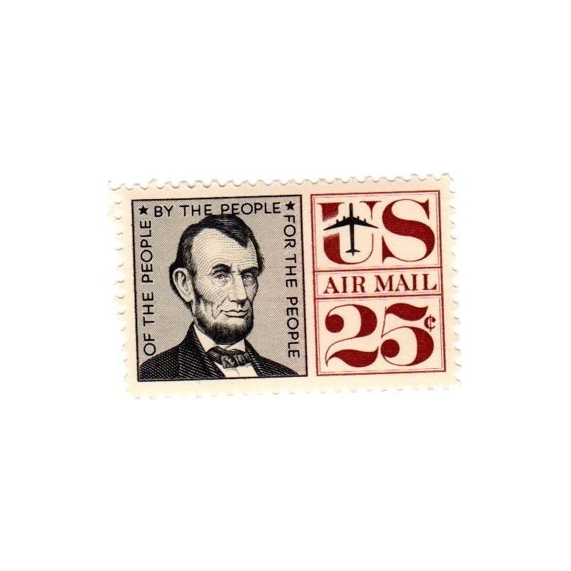 Postage Stamps United States. One Single 25 Cent Black & Maroon Abraham Lincoln Air Post Stamp Dated 1960 Scott C59. $13.03 C...