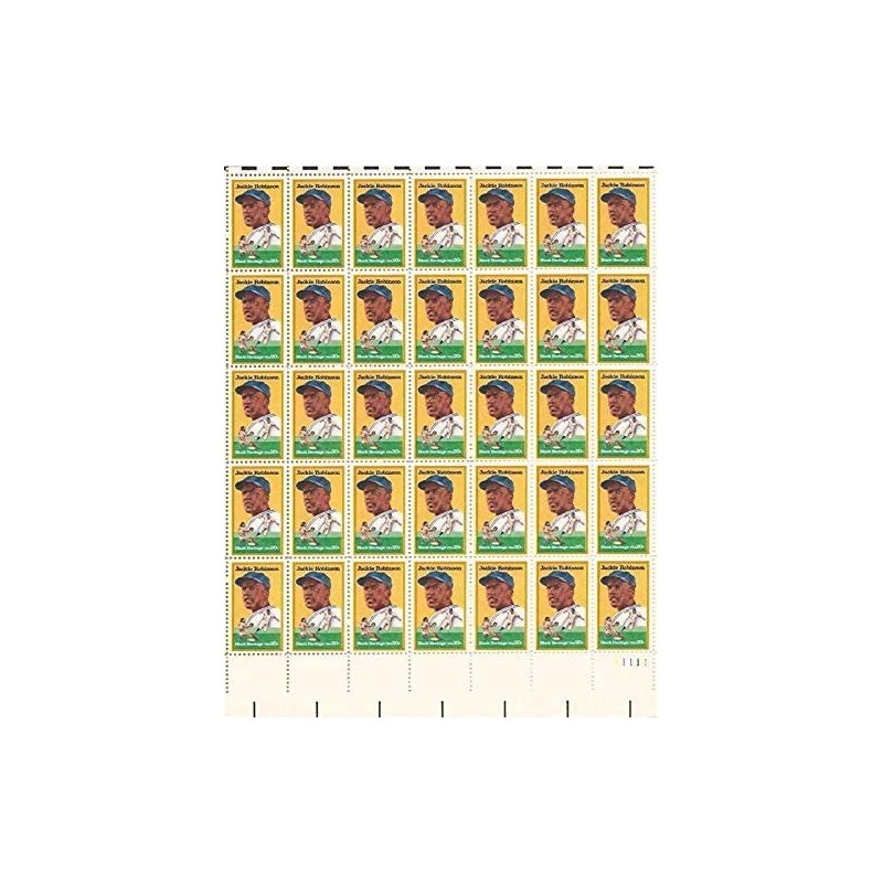 Jackie Robinson Baseball Full Sheet of 50 x 20 Cent US Postage Stamps Scott 2016 $33.51 Collectible Postage Stamps