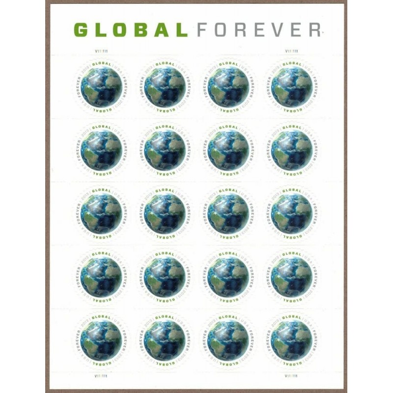 Global Forever Sheet 20 - Earth Stamps Scott 4740 $90.17 Collectibles Display & Storage