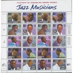 Jazz Musicians Sheet of Twenty 32 Cent Stamps Scott 2983-92 $28.00 Collectibles Display & Storage