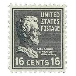 USA 1938 16-Cent Abraham Lincoln Postage Stamp Catalog No 821 Mint Never Hinged $13.61 Collectibles Display & Storage