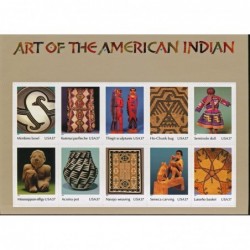 Art of the American Indian Full Pane of 10 x 37-Cent Postage Stamps USA 2004 Scott 3873 $18.24 Collectibles Display & Storage