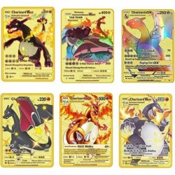 6Pcs Custom Charizard Metal Gold Plated Poke-mon Card Vmax DX GX - Collector Rare Gold Card - Limited Supply - Best Gift for ...