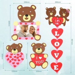 Valentine's Day Bears Craft Kit Romantic Picture Frame Love Sign Valentines Day Foam Stickers Self Adhesive Heart Bear Foam S...