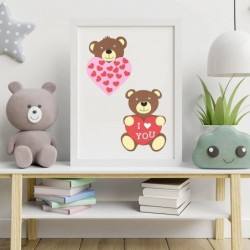 Valentine's Day Bears Craft Kit Romantic Picture Frame Love Sign Valentines Day Foam Stickers Self Adhesive Heart Bear Foam S...