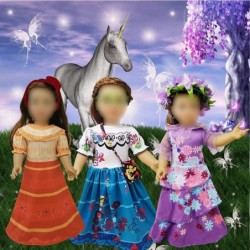 18 Inch Doll Clothes 3 Pc Different Dress Set Includes Mirabel Isabella Dolores Costume Dress Decorative Accessories Fits All...