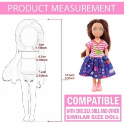 5.3 Inch Chelsea Doll Clothes and School Playset 3 Dresses 3 Outfits 2 Shoes and 19 Pcs Study Supplies Accessories for Chelse...