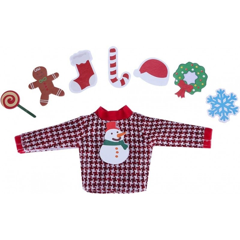 Santa Clothing for Elf Doll（Sweater Set - 1 Sweater + 8 Attachable Decals） $14.34 Doll Accessories