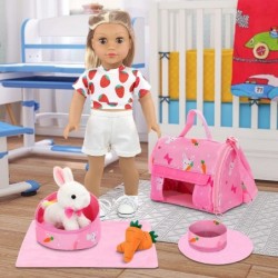 9 Piece Doll Pet Set and Accessories Included Doll Clothes Carrier Bag Toy Pet Rabbit Carrot Toy Kennel Perfect for 18 inch G...