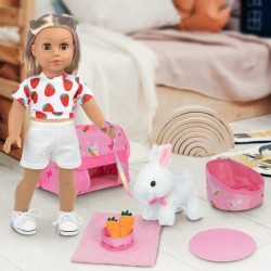 9 Piece Doll Pet Set and Accessories Included Doll Clothes Carrier Bag Toy Pet Rabbit Carrot Toy Kennel Perfect for 18 inch G...