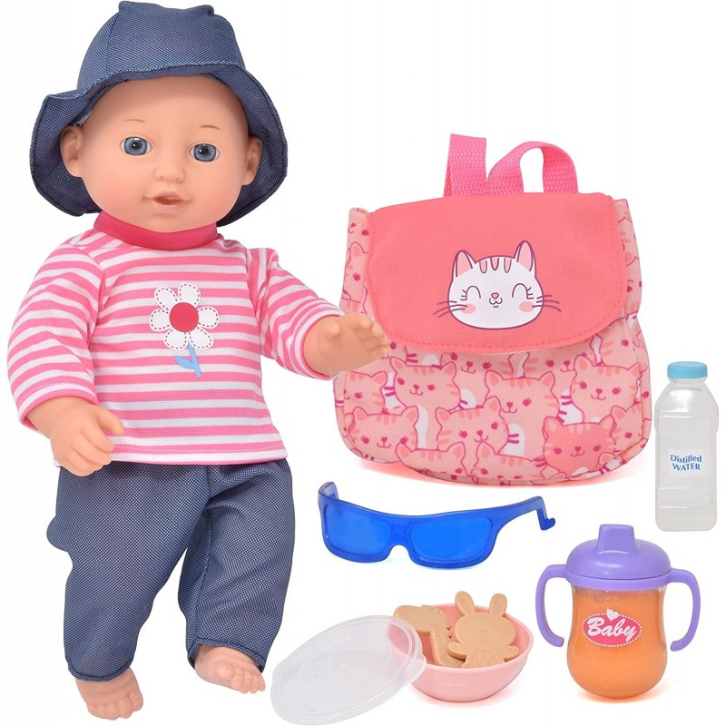 Baby Doll Feeding Set 12 Inch Baby Doll with Diaper Bag Bottle Bib and Take Along Food Accessories $51.10 Doll Accessories