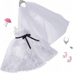 Fashion Pack: Bridal Outfit Doll with Wedding Dress Veil Shoes Necklace Bracelet & Bouquet Gift for Kids 3 to 8 Years Old $16...