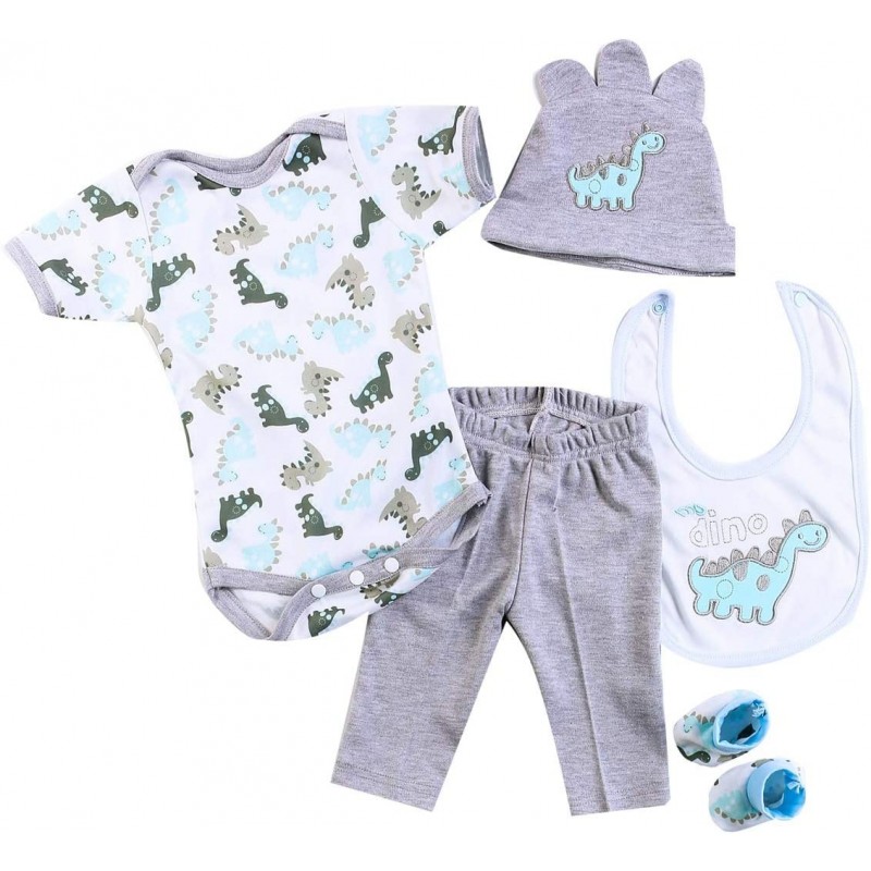 Reborn Baby Dolls Boy Clothes 22 inch Gray Dinosaur Outfit Accessories 5 pcs Sets Fit 20-22" Newborn Dolls Clothes $25.91 Dol...