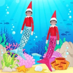 2 pcs Merry Mermaid Clothes Doll Clothes for Christmas Doll Clothes (Rose Red + Blue) $13.29 Doll Accessories