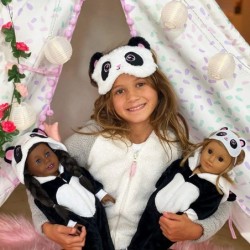 Clothes - Panda Onesie Pajama with Matching Sleepover Masks - Clothes for 18 inch Dolls Like Our Generation My Life. Accessor...