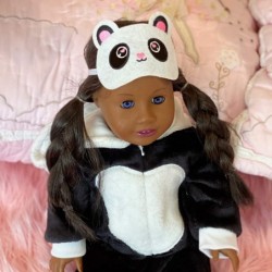 Clothes - Panda Onesie Pajama with Matching Sleepover Masks - Clothes for 18 inch Dolls Like Our Generation My Life. Accessor...