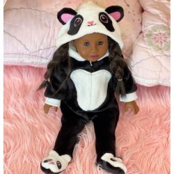 Clothes - Panda Onesie Pajama with Matching Sleepover Masks - Clothes for 18 inch Dolls Like Our Generation My Life. Accessor...