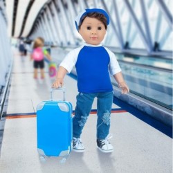 24 Pcs 18 Inch Boy Doll Clothes and Accessories Suitcase Play Set Included Travel Carrier Clothes Camera Phone Travel Pillow ...