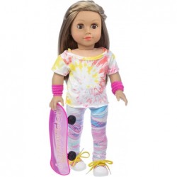 9 Pcs 18 inch Girl Doll Skateboard Set Outdoor Sport Clothes and Accessories - Clothes Shoes Skateboard Earphone Headband Spo...