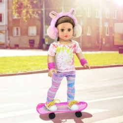 9 Pcs 18 inch Girl Doll Skateboard Set Outdoor Sport Clothes and Accessories - Clothes Shoes Skateboard Earphone Headband Spo...