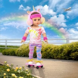 9 Pcs 18 inch Girl Doll Skateboard Set Outdoor Sport Clothes and Accessories - Clothes Shoes Skateboard Earphone Headband Spo...