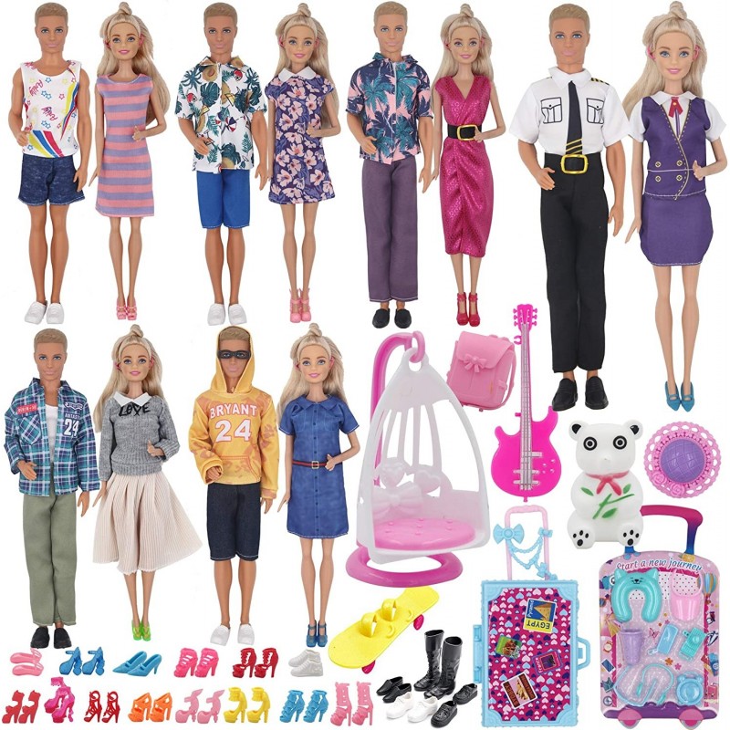 76Pcs Doll Clothes and Accessories for 12 Inch Boy and Girl Doll Flight Attendant Series Set Includes 22 Wear Clothes 19 Shoe...