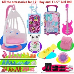 76Pcs Doll Clothes and Accessories for 12 Inch Boy and Girl Doll Flight Attendant Series Set Includes 22 Wear Clothes 19 Shoe...