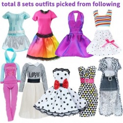 38 pcs Doll Clothes and Accessories 8 Sets Fashion Clothes Dresses Casual Outfits 10 Pairs Shoes 10 Hangers 10 Glasses and Ne...