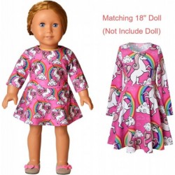 QPANCY Matching Doll&Girls Dresses Long Sleeve Unicorn Outfits Cotton Clothes $33.29 Doll Accessories