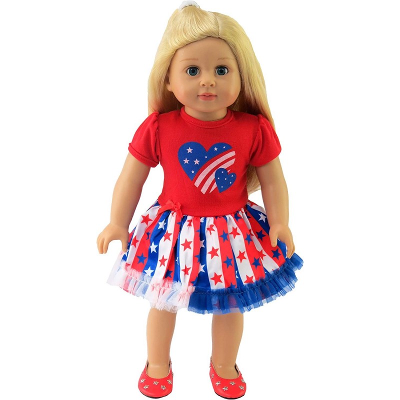 Patriotic Heart Fourth of July Dress Made for 18 inch Dolls Compatible with American Girl Dolls $29.68 Doll Accessories