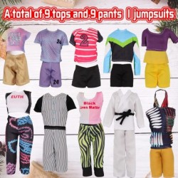 44Pcs Doll Clothes and Accessories for 12 Inch Boy Doll and Girl Doll Sport Series Include 20 Clothes Shirt Jeans Suit Skatin...