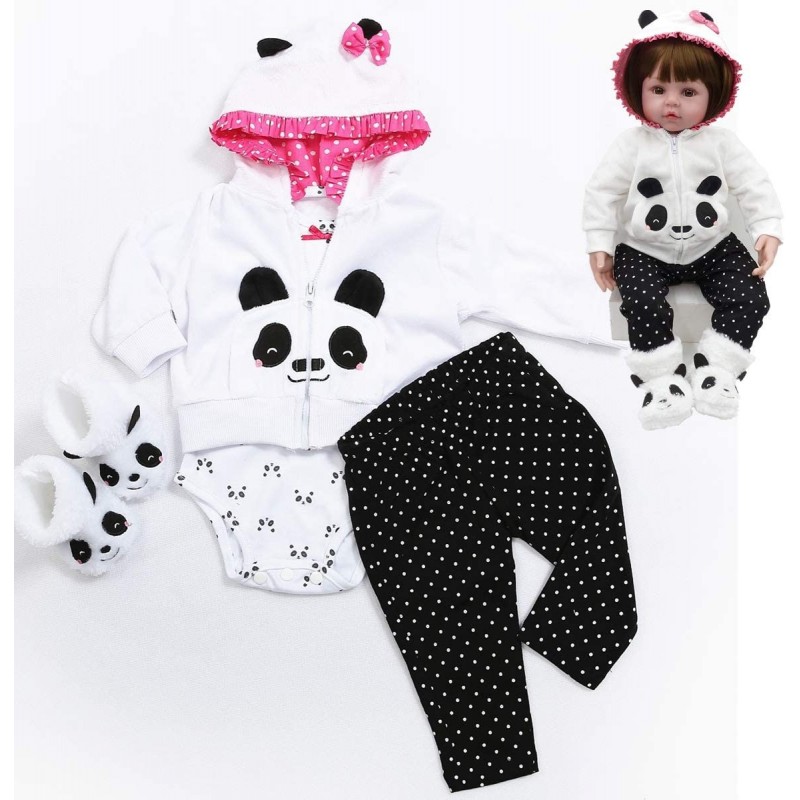 Reborn Dolls Clothes Girl 18 inch Outfits Accessories Panda 4pcs for 17-19 inch Reborn Baby Dolls Clothing Newborn $33.61 Dol...