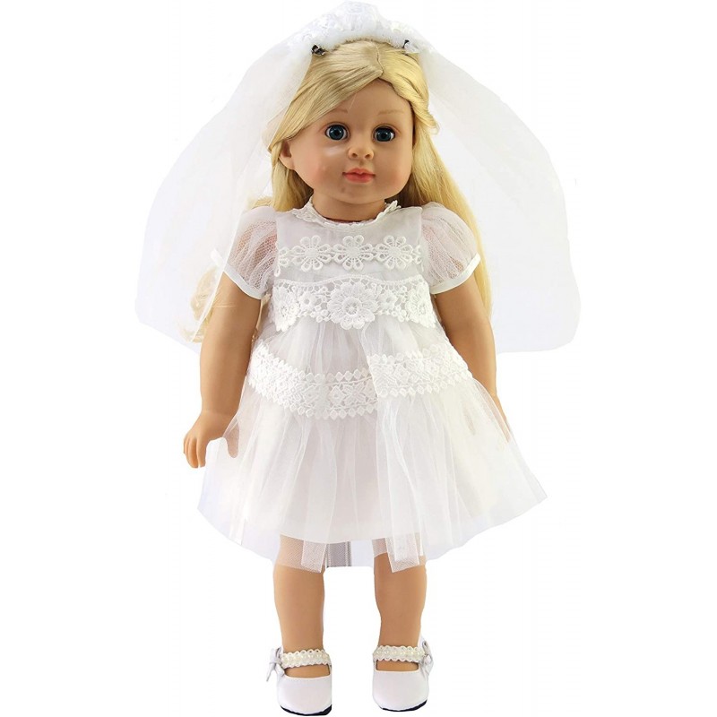 White Communion Dress with Veil Made for 18 inch Dolls $30.26 Doll Accessories