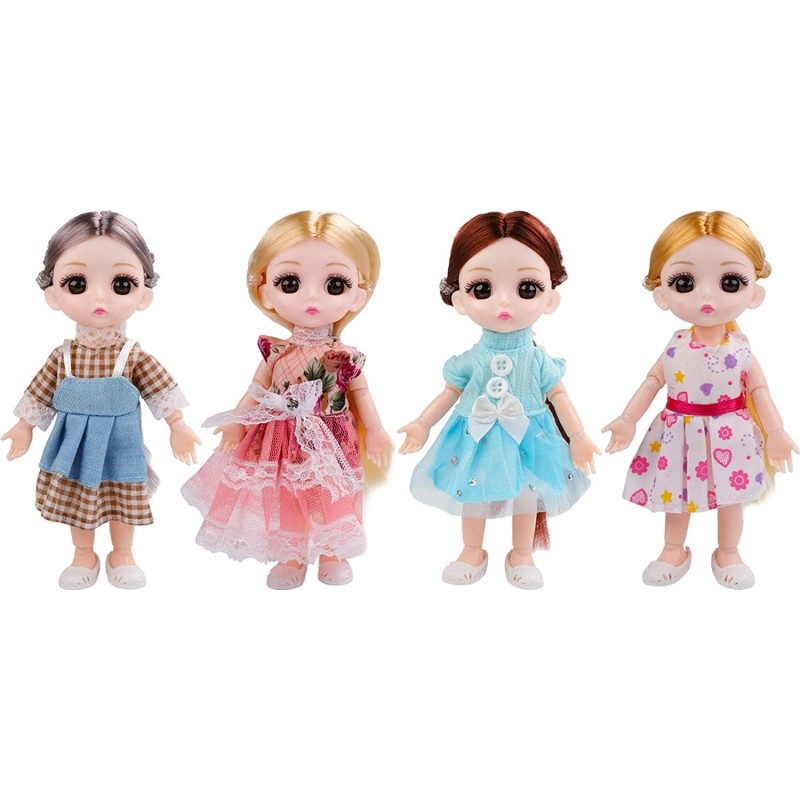 4 Sets 6 Inch Dolls Cute Girl Dolls Include 4 Pieces Girl Mini Dolls 4 Sets Handmade Doll Clothes 4 Pairs of Doll Shoes $25.0...