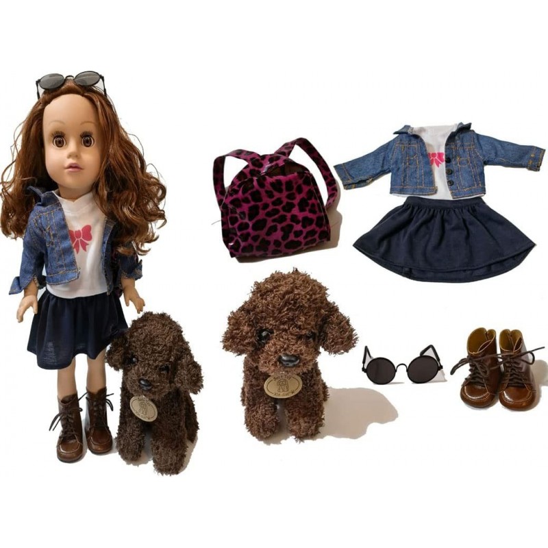 18-inch American Doll Girl Clothes Shoes Bag Sunglasses pet Dog 7-Piece Set Suitable for 18-inch Girl Dolls $32.88 Doll Acces...