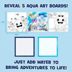 Baby Shark Aqua Art – Baby Shark Water Coloring Pads – Includes Magic Refillable Water Brush for Mess Free Water Art Painting...