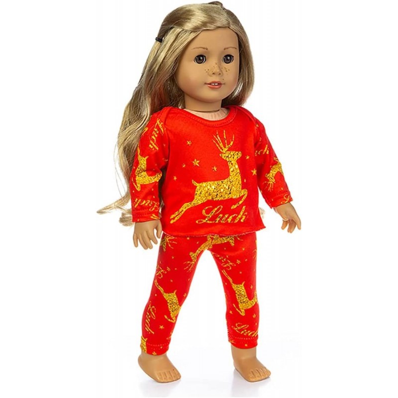 2 Set American 18 Inch Doll Christmas Deer Costume Clothes Dress Pajamas Outfits for American 18 Inch Girl Doll (B One Size) ...