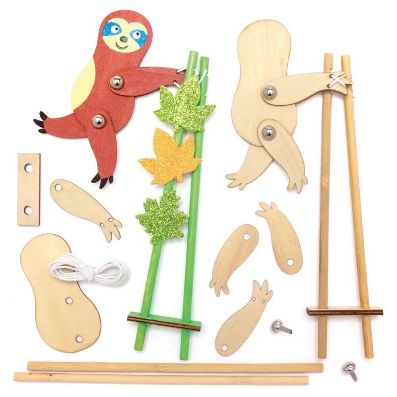 AX577 Sloth Wooden Acrobat Kits - Pack of 3 Make Your Own Puppets for Kids Arts and Wood Crafts Projects $17.21 Craft Kits