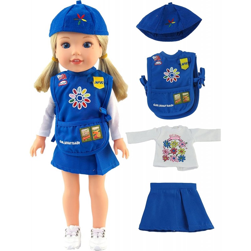 Daisy Scout Outfit Uniform Made for 14 inch Dolls Compatible with Wellie Wishers $24.07 Doll Accessories