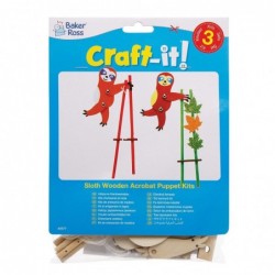 AX577 Sloth Wooden Acrobat Kits - Pack of 3 Make Your Own Puppets for Kids Arts and Wood Crafts Projects $17.21 Craft Kits