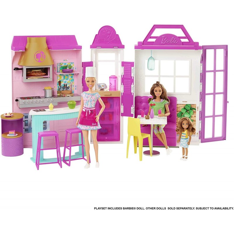 Doll and Playset with 30+ Pieces Including Doll Furniture Cook 'n Grill Restaurant Open and Close Travel Toy $89.23 Doll Play...