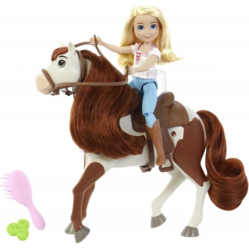 Spirit Abigail Doll (7 in) with 7 Movable Joints Fashion Top 1 Brush Apple Treat & Boomerang Horse (8 in) with Soft Mane & Ta...