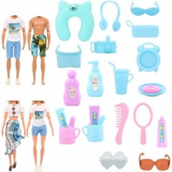 29pcs Doll Travel Clothes and Accessories Blue Trunk Suitcase 2 Girl Doll Clothes 1 Ken Doll Clothes 8 Life Accessories 12 Wa...