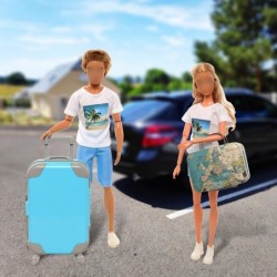 29pcs Doll Travel Clothes and Accessories Blue Trunk Suitcase 2 Girl Doll Clothes 1 Ken Doll Clothes 8 Life Accessories 12 Wa...