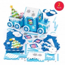 AR681 Arctic Express Foam Train Kit - Pack of 2 Creative Christmas Art and Craft Supplies for Kids to Make Personalise and De...