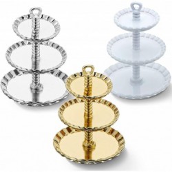 3 Pieces 1/12 Dollhouse Decor Accessories Miniature 3-Tier Cupcake Stand Alloy Round Dessert Display Tower Dollhouse Kitchen ...