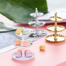 3 Pieces 1/12 Dollhouse Decor Accessories Miniature 3-Tier Cupcake Stand Alloy Round Dessert Display Tower Dollhouse Kitchen ...