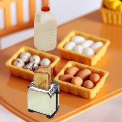 47Pcs Dollhouse Decor Set 1:12 Scale 1 Set Miniature Toast Machine 4Pcs Plate 12Pcs Knife Fork Spoon 1Pc Milk Bottle 1 Set Bo...