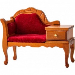 1:12 Miniature Vintage Red Wooden Sofa Armchair with Drawer Cabinet Mini House Furniture Decoration $26.44 Dollhouse Accessories