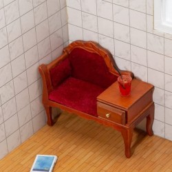 1:12 Miniature Vintage Red Wooden Sofa Armchair with Drawer Cabinet Mini House Furniture Decoration $26.44 Dollhouse Accessories